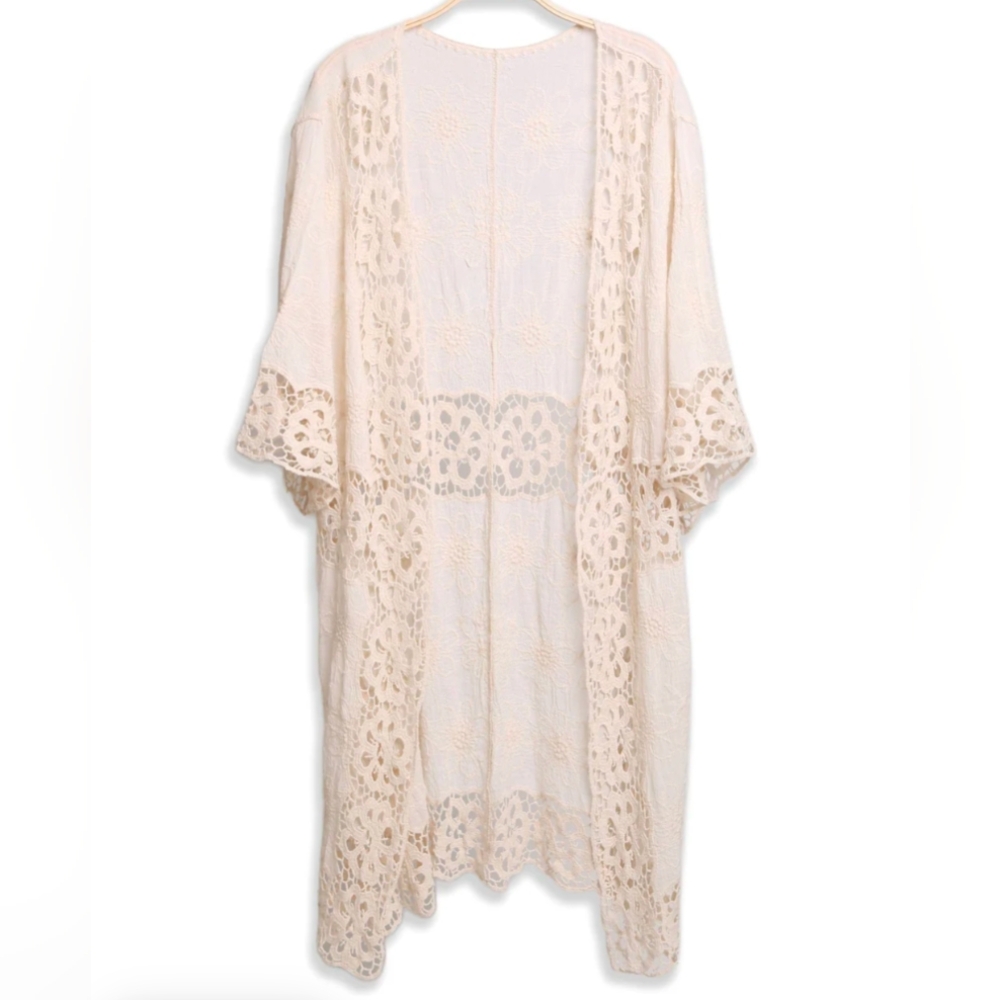 O/S Amiri Floral Crochet Kimono (IVORY)-NWT